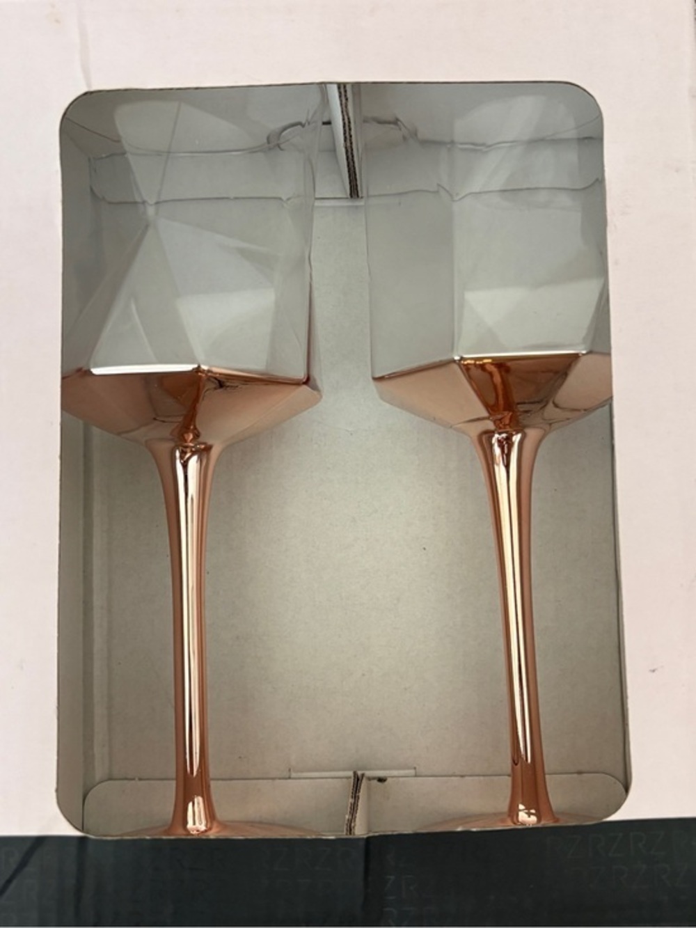 Rachel Zoe Long Stem Wine Glasses Rose Gold